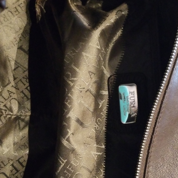 Furla chocolate brown leather satchel with ruffle - Picture 3 of 6